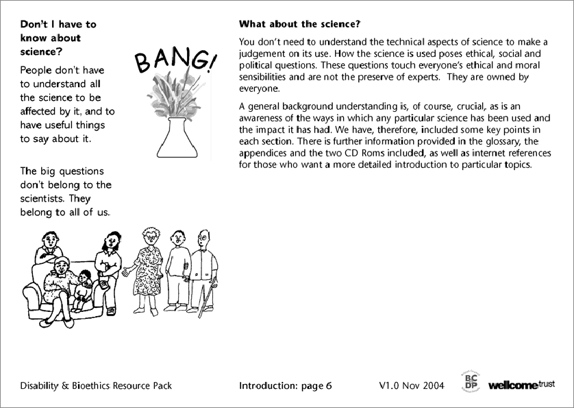 text page from resource pack with easyread illustrations and simple text in parallel with so-called normal narrative text