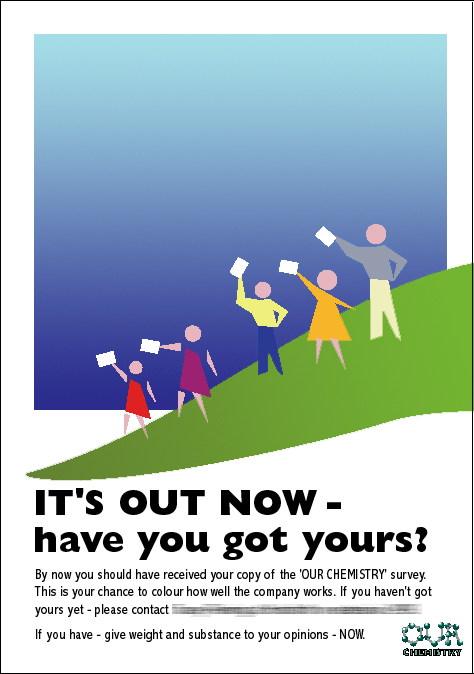 It's out now: several figures on a hillside each holding up a white envelope